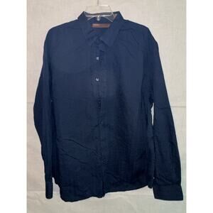 Perry‎ Ellis Mens XXL/XXG Navy 100% Cotton Long Sleeve Button Shirt